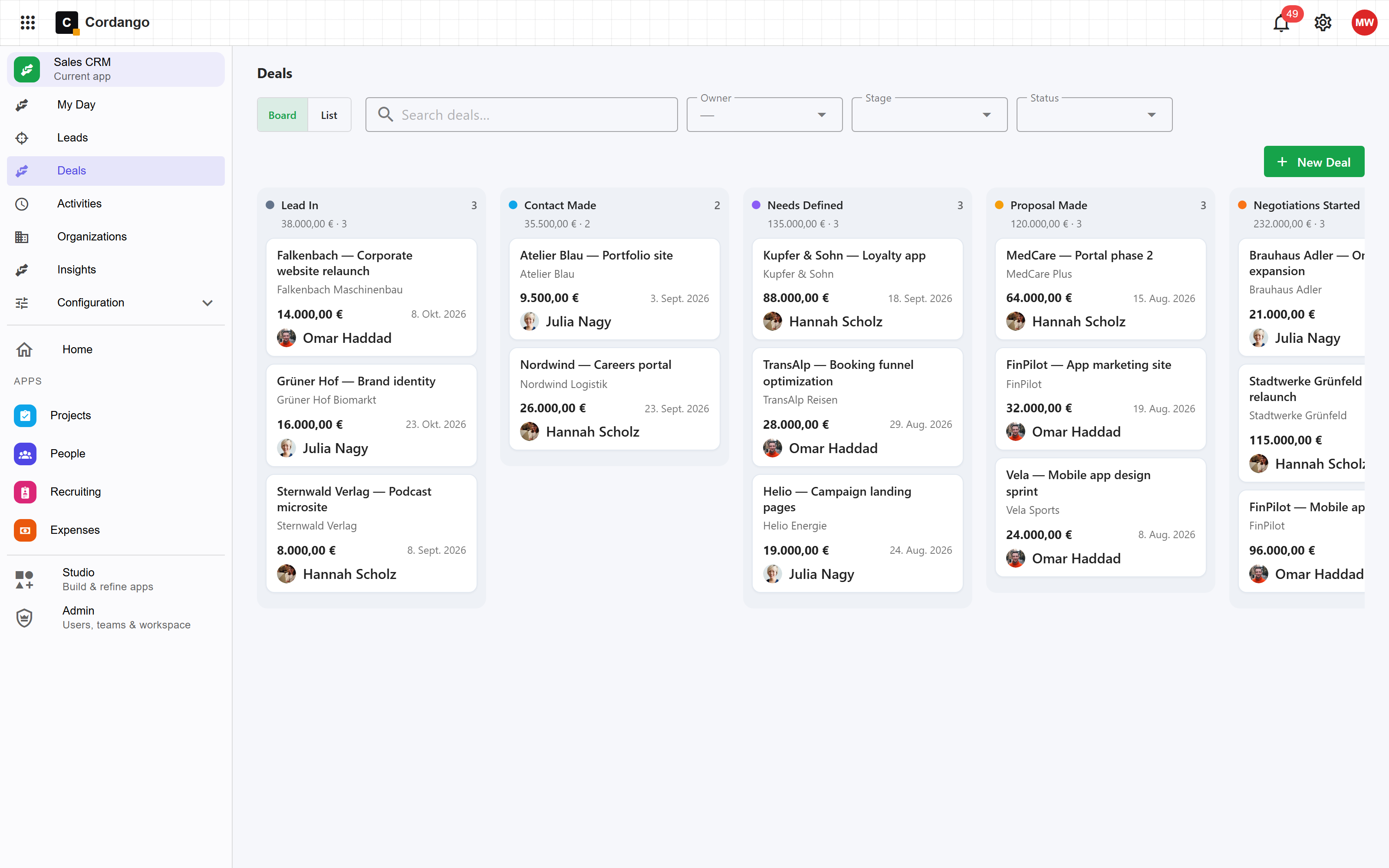 Sales CRM app template preview